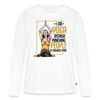 yoga - T-shirt manches longues Premium bio Femme - blanc - Devant - Julia (174cm)