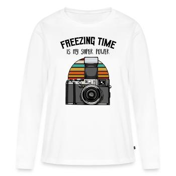 Fotograf - Frauen Premium Bio Langarmshirt - Weiß - Vorne - Julia (174cm)