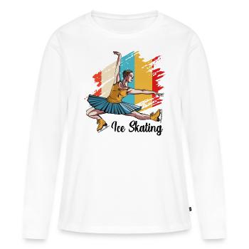 Eislaufen - Frauen Premium Bio Langarmshirt - Weiß - Vorne - Julia (174cm)