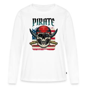 Drapeau Pirate Pirate Skull Saber Pirate Gift - T-shirt manches longues Premium bio Femme - blanc - Devant - Julia (174cm)