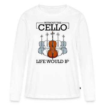 violoncelle - T-shirt manches longues Premium bio Femme - blanc - Devant - Julia (174cm)