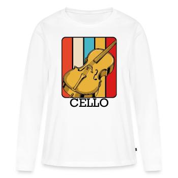 violoncelle - T-shirt manches longues Premium bio Femme - blanc - Devant - Julia (174cm)