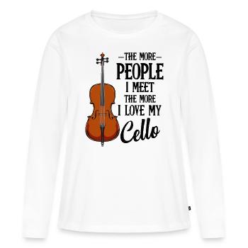 violoncelle - T-shirt manches longues Premium bio Femme - blanc - Devant - Julia (174cm)