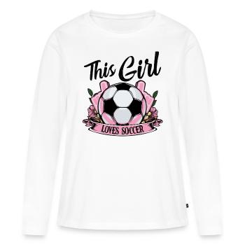 Cette fille aime le cadeau de joueur de football - T-shirt manches longues Premium bio Femme - blanc - Devant - Julia (174cm)