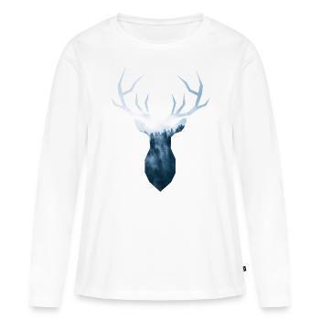 brouillard Hirsch - T-shirt manches longues Premium bio Femme - blanc - Devant - Julia (174cm)