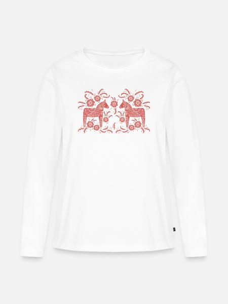 Schwedisches Dala-Pferd - Frauen Premium Bio Langarmshirt - Weiß