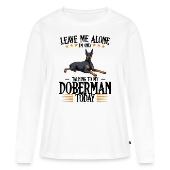 Dobermann - Frauen Premium Bio Langarmshirt - Weiß - Vorne - Julia (174cm)
