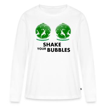 Noël insolent - Secouez vos cloches - T-shirt manches longues Premium bio Femme - blanc - Devant - Julia (174cm)