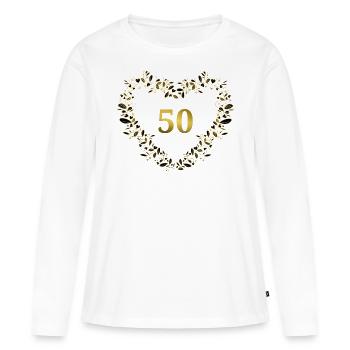 50th anniversary, birthday or anniversary - heart - Women's Premium Organic Long Sleeve Shirt - white - Front - Julia (174cm)