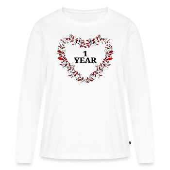 1st anniversary, birthday or anniversary - Women's Premium Organic Long Sleeve Shirt - white - Front - Julia (174cm)