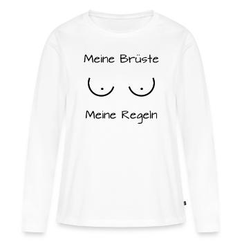 Damen Brüste Titten Titties Tittchen Spruch Shirt - Frauen Premium Bio Langarmshirt - Weiß - Vorne - Julia (174cm)