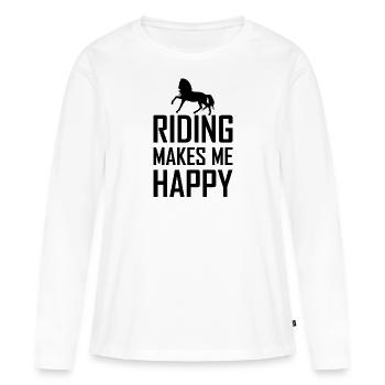 équitation - T-shirt manches longues Premium bio Femme - blanc - Devant - Julia (174cm)
