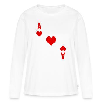 Herzass carte poker cadeau joueur de cartes - T-shirt manches longues Premium bio Femme - blanc - Devant - Julia (174cm)
