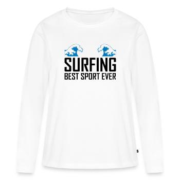 Surfen Surfen Surfen - Frauen Premium Bio Langarmshirt - Weiß - Vorne - Julia (174cm)