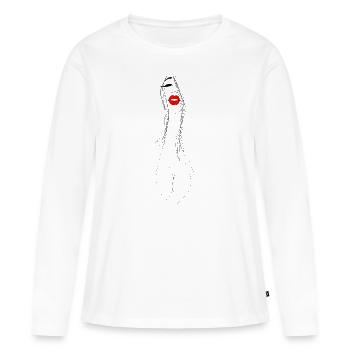 Sexy décolleté décolleté seins dessin - T-shirt manches longues Premium bio Femme - blanc - Devant - Julia (174cm)