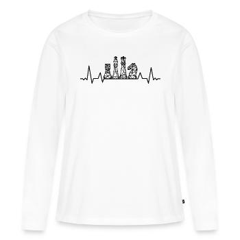Pièces d'échecs HEARTBEAT damier damier - T-shirt manches longues Premium bio Femme - blanc - Devant - Julia (174cm)