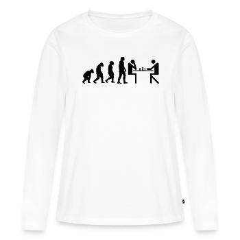 Evolution Schach Schachbrett schachmatt Shirt - Frauen Premium Bio Langarmshirt - Weiß - Vorne - Julia (174cm)