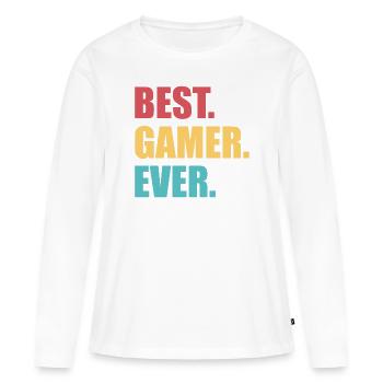 Gaming - T-shirt manches longues Premium bio Femme - blanc - Devant - Julia (174cm)