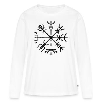 Wikinger Kompass Vegvisir Nordisches Zeichen - Frauen Premium Bio Langarmshirt - Weiß - Vorne - Julia (174cm)
