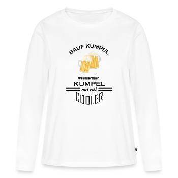 Sauf Kumpel Schriftzug schwarz lustig - Frauen Premium Bio Langarmshirt - Weiß - Vorne - Julia (174cm)