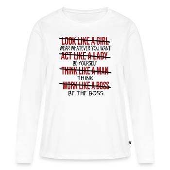 Cadeau féministe féministe féministe - T-shirt manches longues Premium bio Femme - blanc - Devant - Julia (174cm)