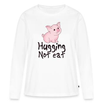 Étreindre ne pas manger en disant végétalien - T-shirt manches longues Premium bio Femme - blanc - Devant - Julia (174cm)