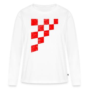 Kroatien Schachbrett Flagge - Frauen Premium Bio Langarmshirt - Weiß - Vorne - Julia (174cm)