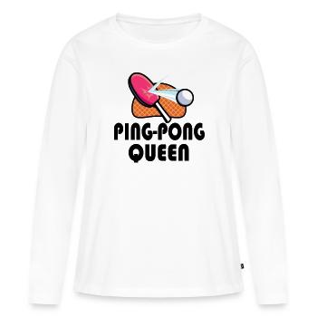 Ping Pong Ping Pong femme joueuse de ping-pong - T-shirt manches longues Premium bio Femme - blanc - Devant - Julia (174cm)