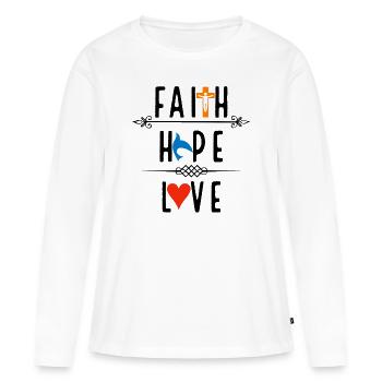 Jésus, Jésus, Jésus chrétien chrétien chrétien chrétien - T-shirt manches longues Premium bio Femme - blanc - Devant - Julia (174cm)