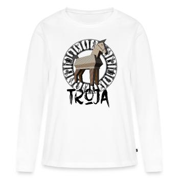 Troie Cheval de Troie Gym Guerriers - T-shirt manches longues Premium bio Femme - blanc - Devant - Julia (174cm)