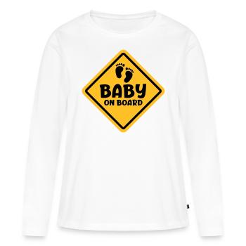 Slogan Baby an Bord - Baby an Bord Schwanger sein - Frauen Premium Bio Langarmshirt - Weiß - Vorne - Julia (174cm)