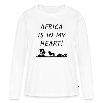 Afrique Afrique - T-shirt manches longues Premium bio Femme - blanc - Devant - Julia (174cm)