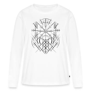 Vegvisir Runic Compass Celts Viking Web Wyrd - Women's Premium Organic Long Sleeve Shirt - white - Front - Julia (174cm)