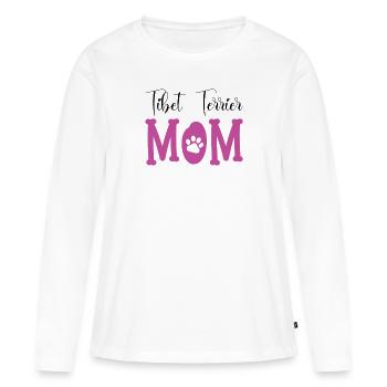 Terrier tibétain Terrier tibétain maman chien - T-shirt manches longues Premium bio Femme - blanc - Devant - Julia (174cm)