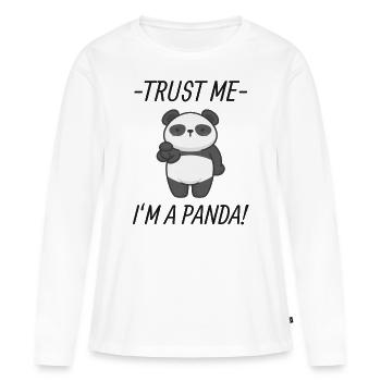 Panda disant - T-shirt manches longues Premium bio Femme - blanc - Devant - Julia (174cm)