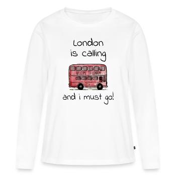 Londres - T-shirt manches longues Premium bio Femme - blanc - Devant - Julia (174cm)
