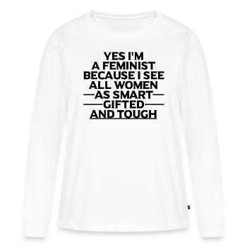 Cadeau féministe féministe féministe - T-shirt manches longues Premium bio Femme - blanc - Devant - Julia (174cm)