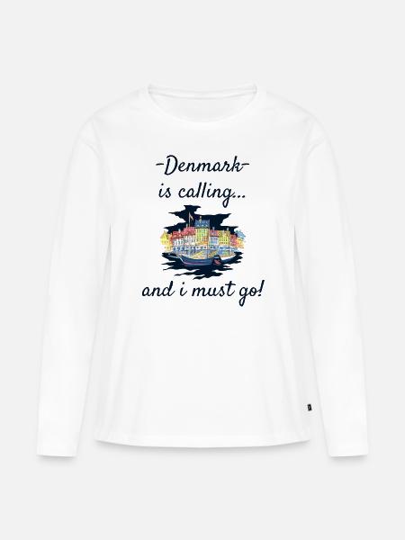 Dänemark - Frauen Premium Bio Langarmshirt - Weiß