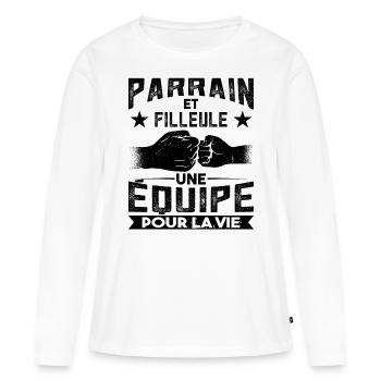 Parrain et Filleule Cadeau - T-shirt manches longues Premium bio Femme - blanc - Devant - Julia (174cm)