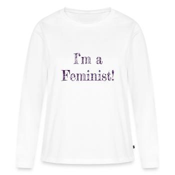 féminisme - T-shirt manches longues Premium bio Femme - blanc - Devant - Julia (174cm)