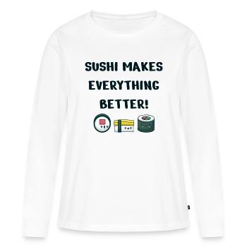 Sushi - T-shirt manches longues Premium bio Femme - blanc - Devant - Julia (174cm)