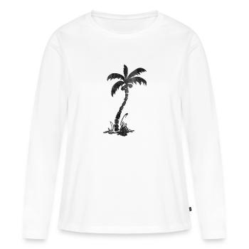 | de cocotiers des mers du Sud noir - T-shirt manches longues Premium bio Femme - blanc - Devant - Julia (174cm)