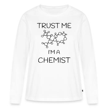 Chimiste - T-shirt manches longues Premium bio Femme - blanc - Devant - Julia (174cm)