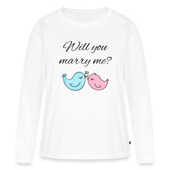 Wedding proposal - Women's Premium Organic Long Sleeve Shirt - white - Front - Julia (174cm)