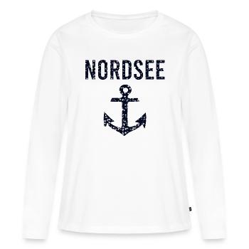Mer du Nord - T-shirt manches longues Premium bio Femme - blanc - Devant - Julia (174cm)
