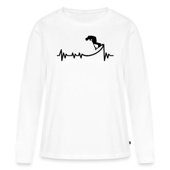 Trottinette cascadeurs battements de cœur - T-shirt manches longues Premium bio Femme - blanc - Devant - Julia (174cm)
