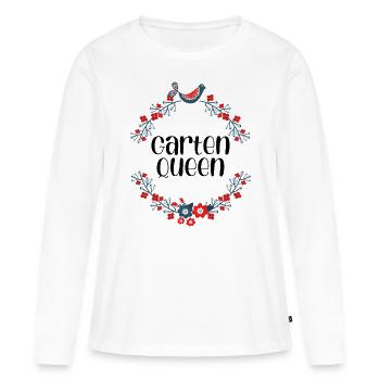 Garten Queen Garten Königin - Frauen Premium Bio Langarmshirt - Weiß - Vorne - Julia (174cm)