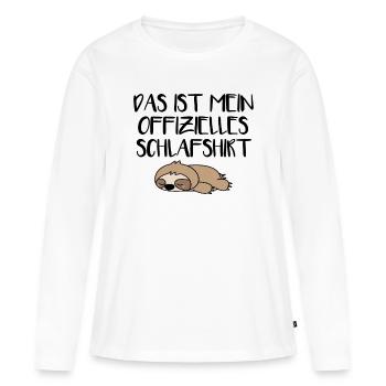 Faultier Schlafshirt - Frauen Premium Bio Langarmshirt - Weiß - Vorne - Julia (174cm)
