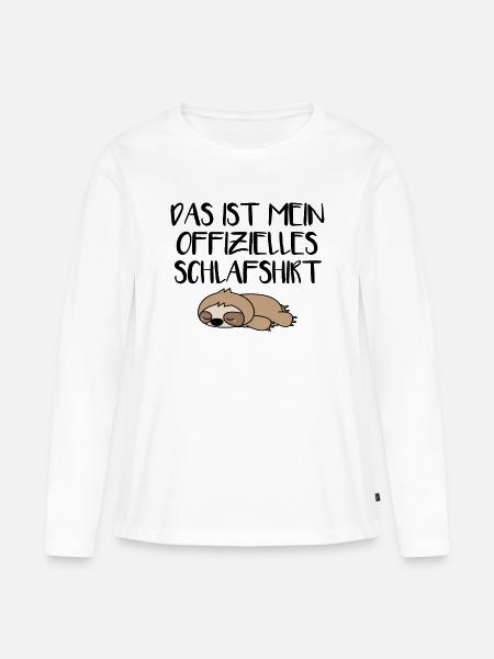 Faultier Schlafshirt - Frauen Premium Bio Langarmshirt - Weiß