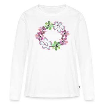 Fleurs fleurs - T-shirt manches longues Premium bio Femme - blanc - Devant - Julia (174cm)